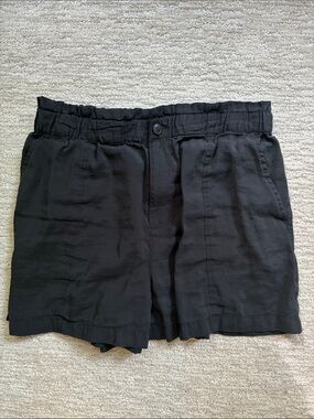Madewell Black High-Waist Relaxed Elastic-Waist Shorts